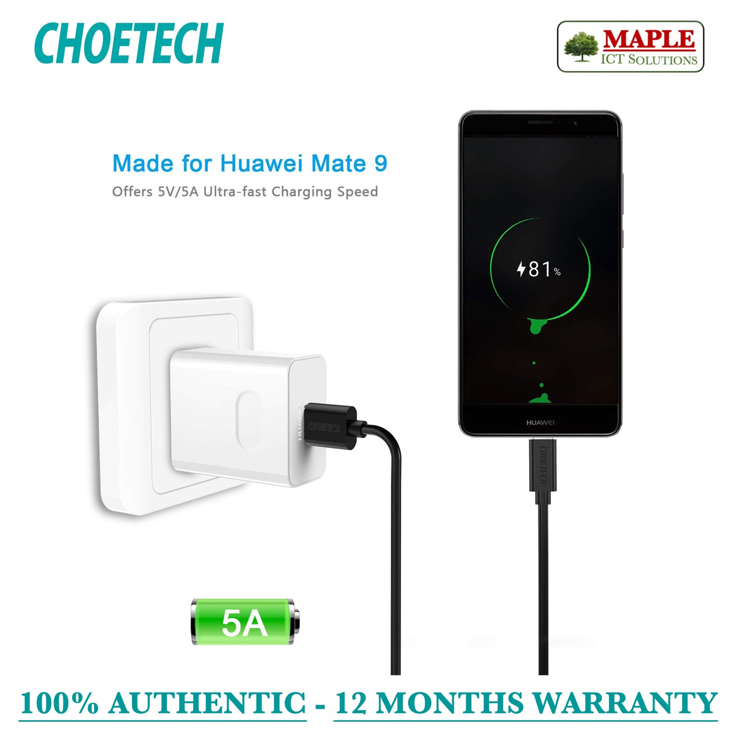 Choetech 5A Super Charge USB-C to USB-A Cable (AC0010)