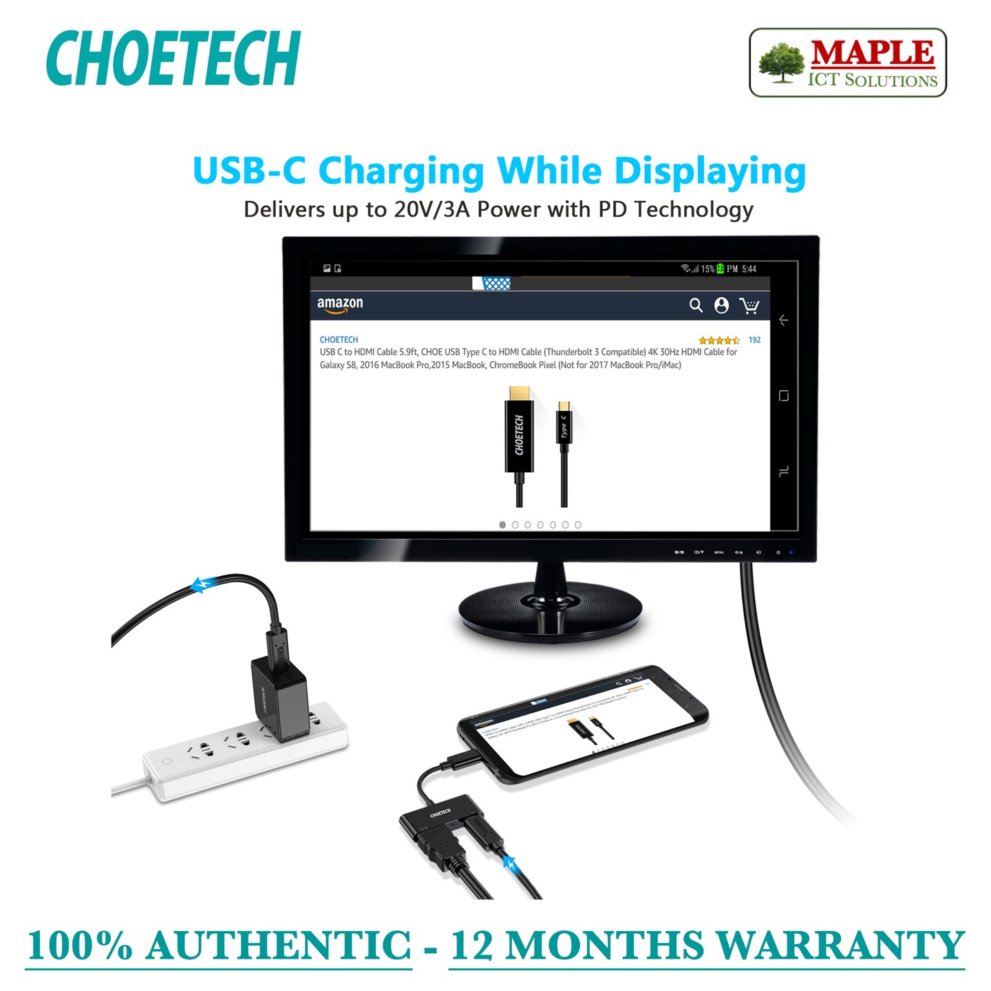 Choetech USB-C to HDMI 2.0, 4K@60Hz (HUB-M03BK)