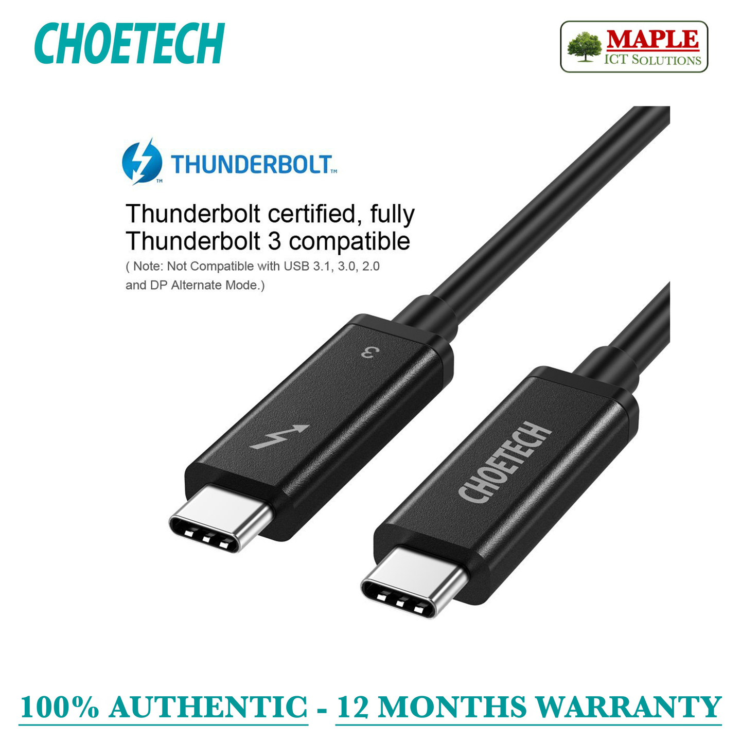 Choetech Thunderbolt 3 Cable, 2M (A3006)