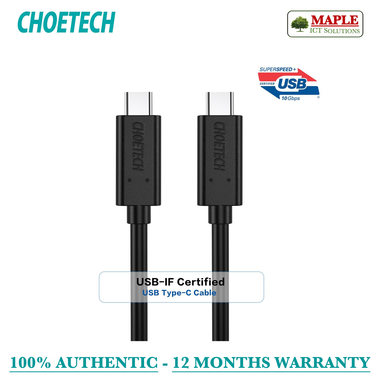 Choetech USB 3.1 Gen 2 Type-C Cable, 1M (A3002)