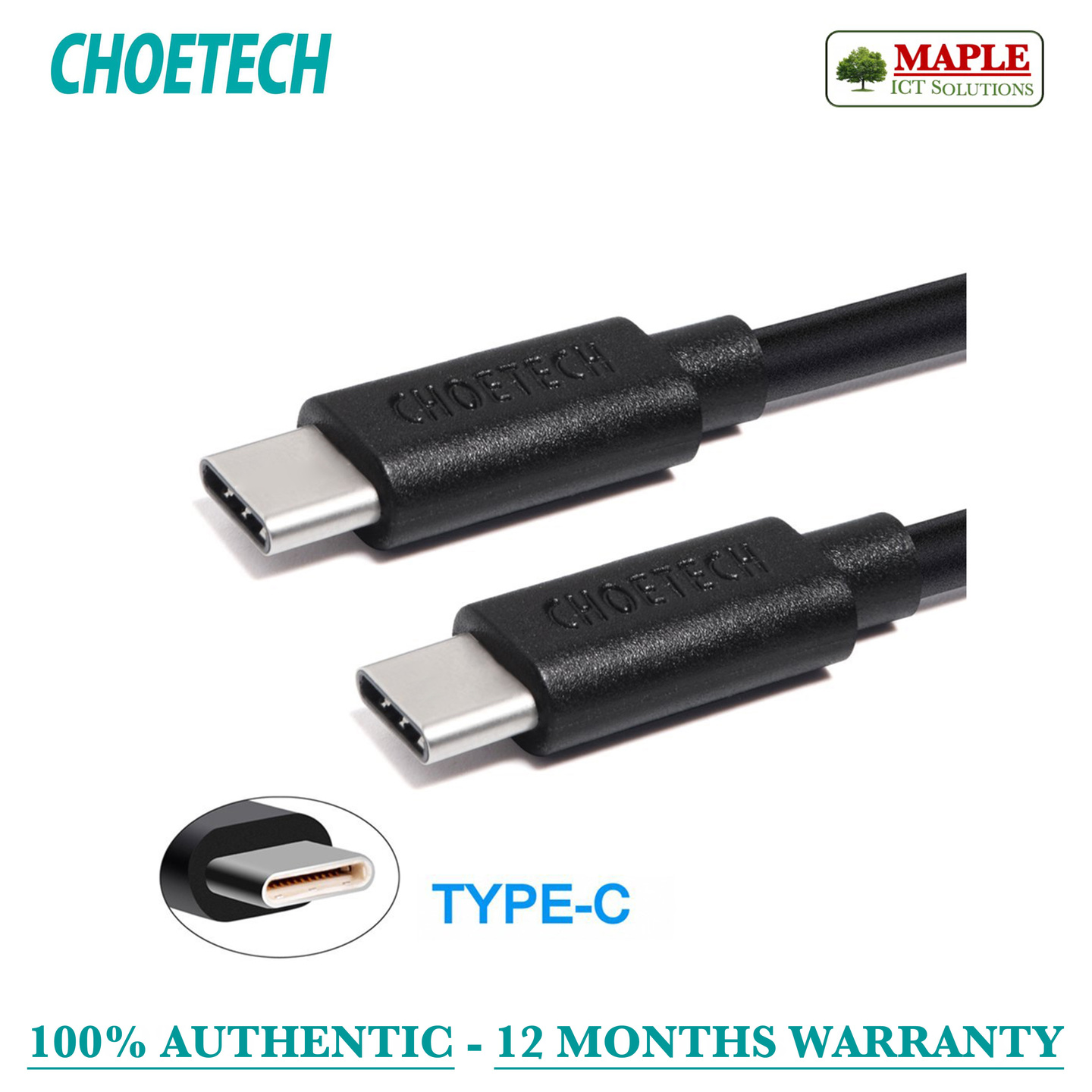 Choetech USB-C to USB-C, 0.5M Cable (CC0001)