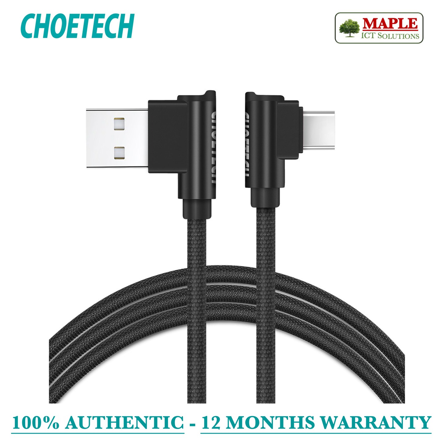 Choetech 90 Degree L-Type USB-C to A 1.2M Cable (AC0011-101)