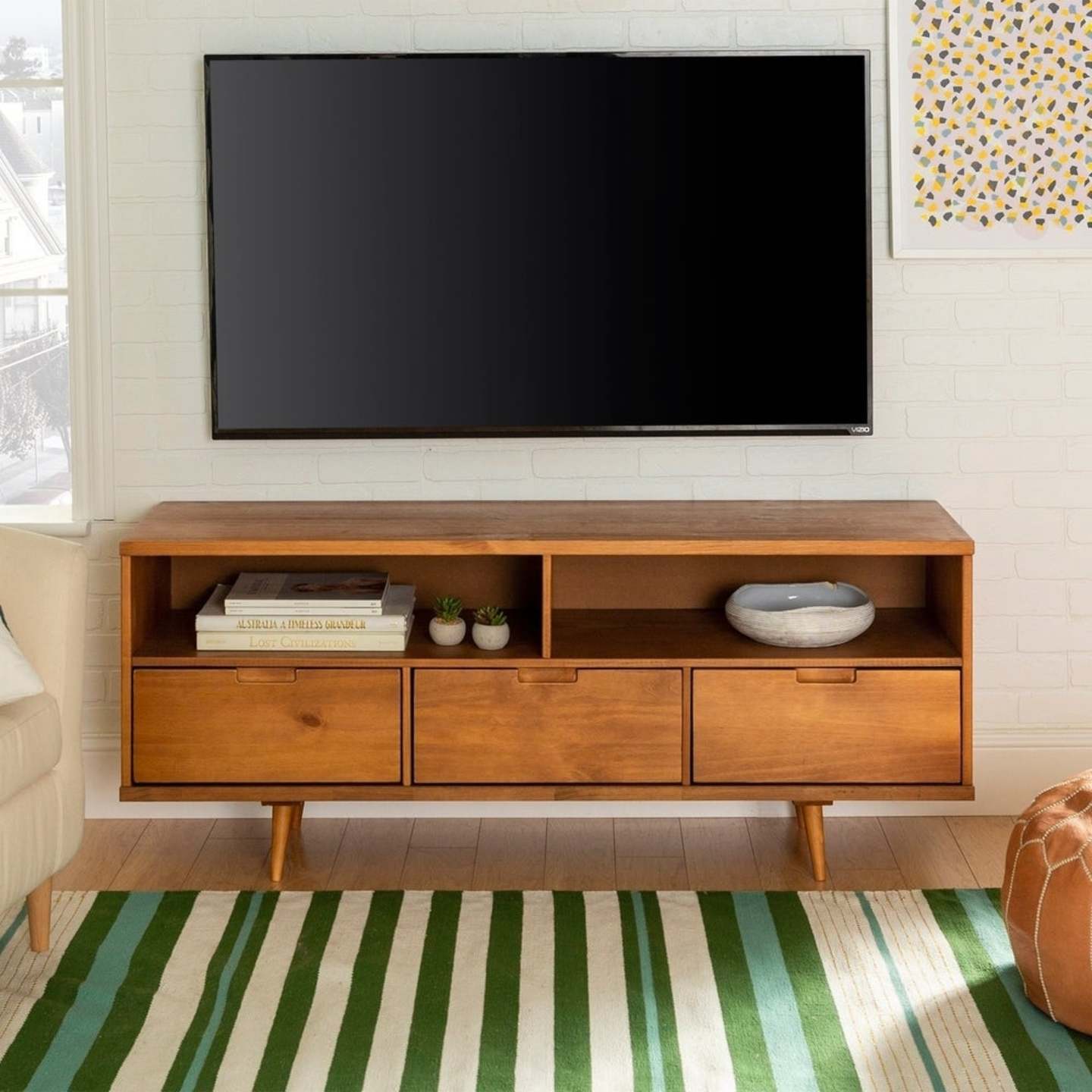 Mid-century 3-drawer TV Console