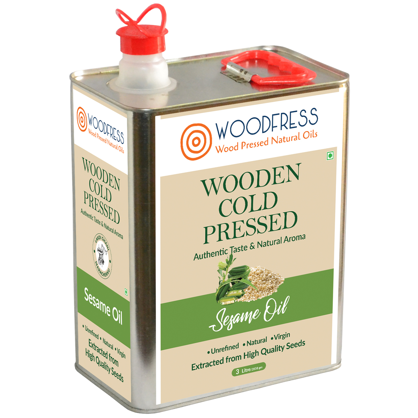 Wooden Cold Pressed Sesame Oil 3L - Gingelly, Til ka Tel, El enney