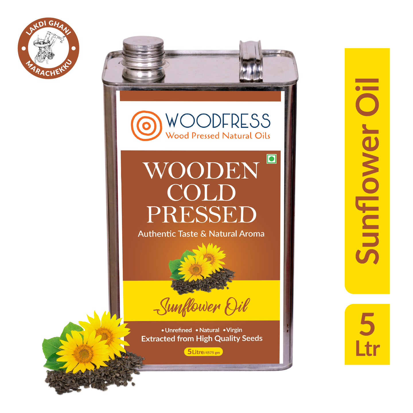 Wooden Cold Pressed Sunflower Oil 5L