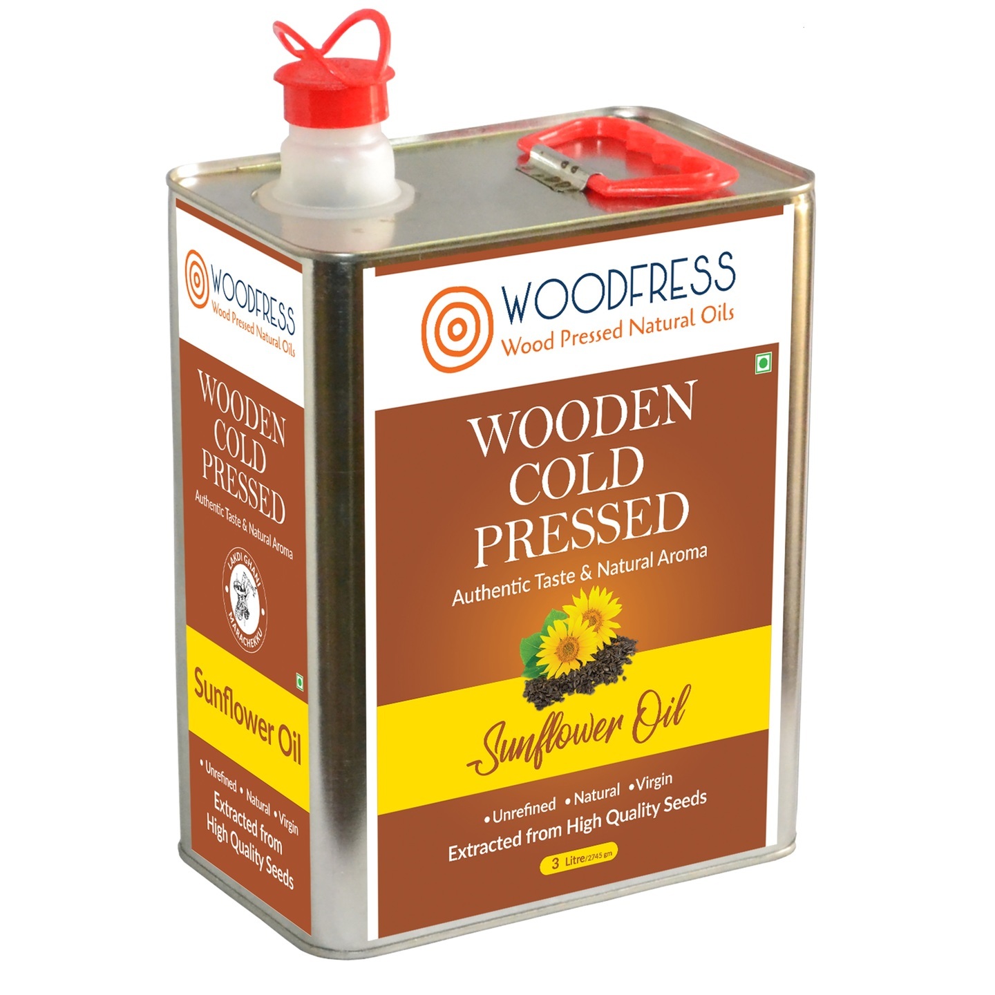 Wooden Cold Pressed Sunflower Oil 3L