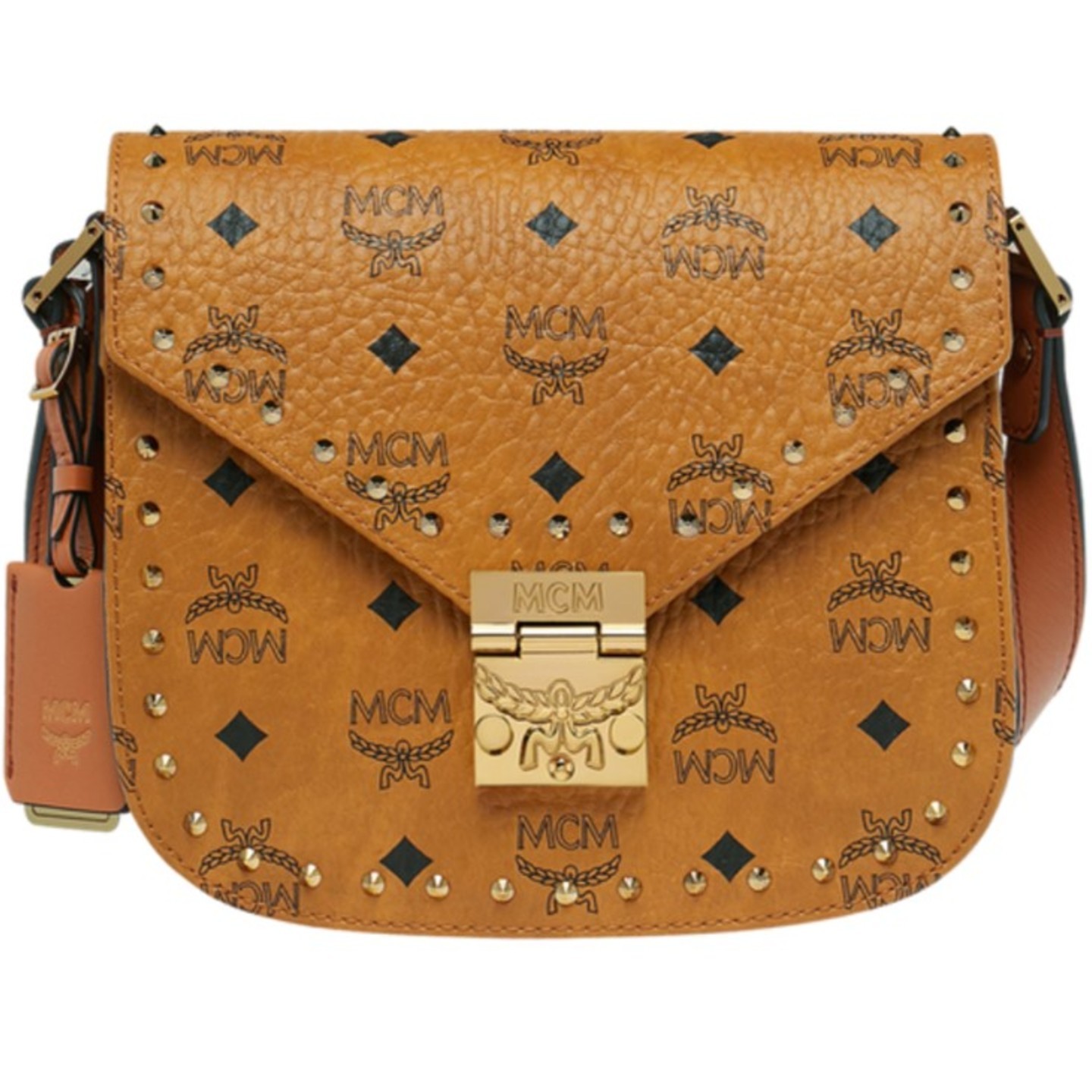 Original MCM Patricia Shoulder Bag in Studded Outline Visetos