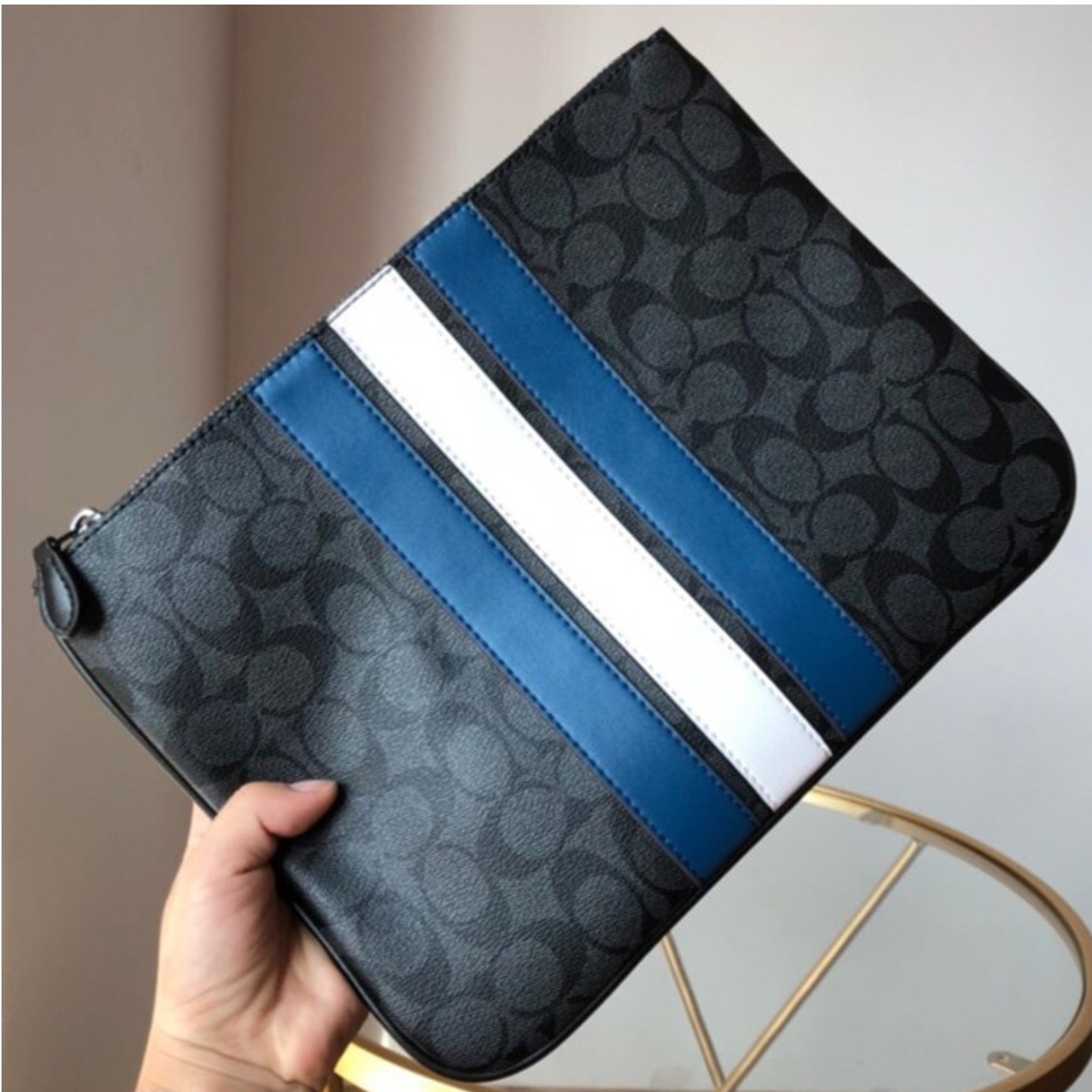 F26071 Coach Mens Bags Pouches Clutches, Wristlet synthetic leather pouches