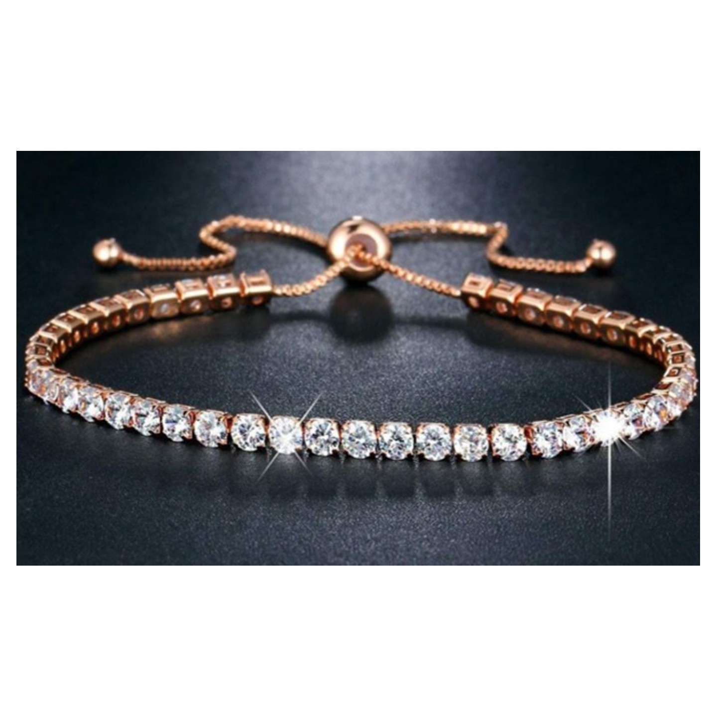 Luxury Cubic Zircon Single Row Pull Slider Bracelet Women Adjustable Bangle