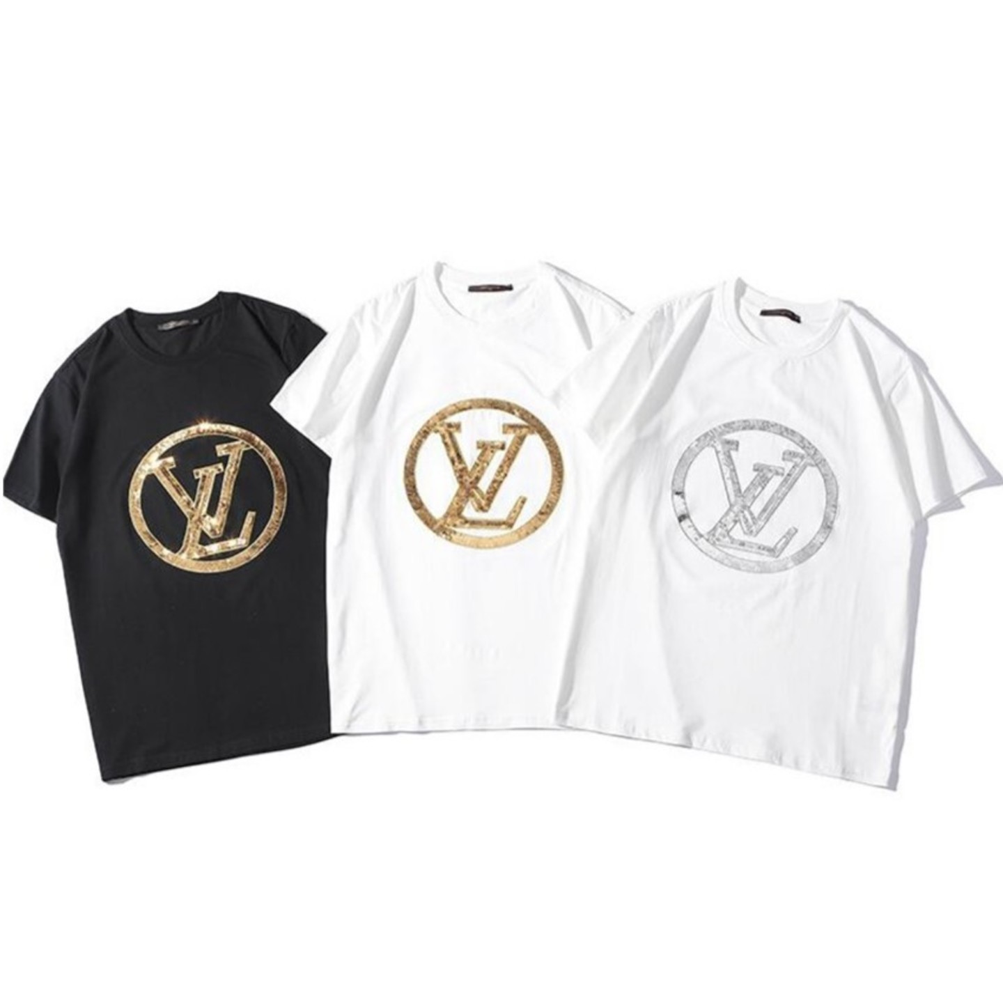Men & Women short sleeves large LOGO sequins T-shirt