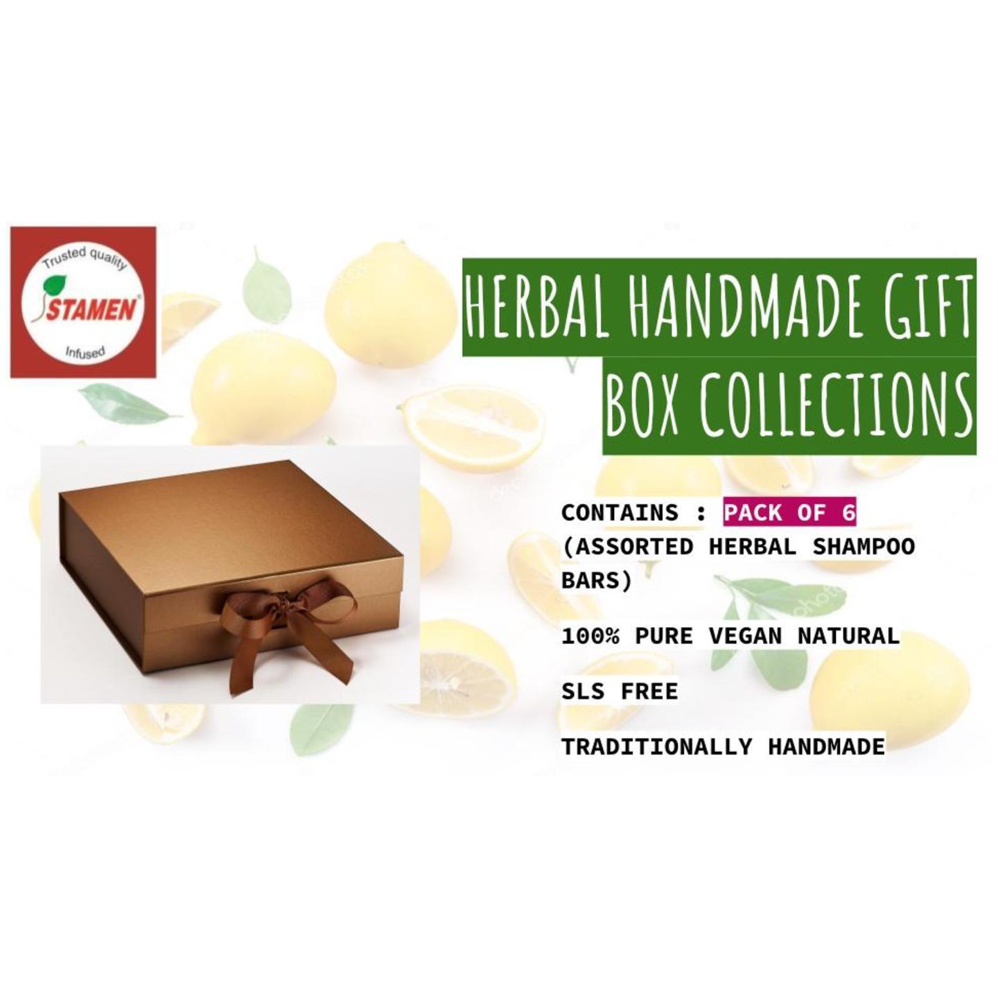 Herbal Handmade Gift Box - Pack of 6 - Assorted Shampoo Bar