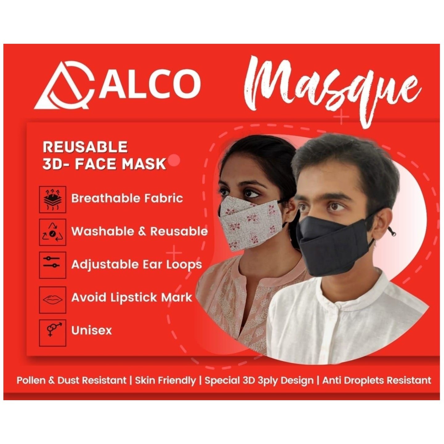 3D Face Mask Pack of 10 Assorted 