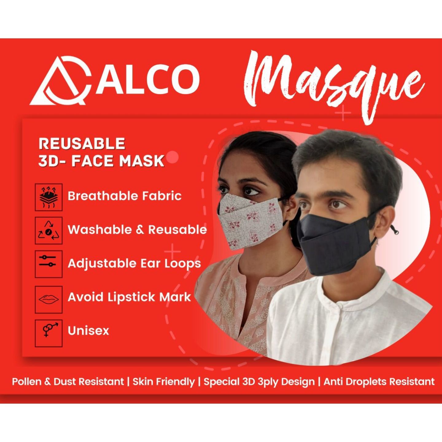 3D Face Mask Pack of 50 Assorted 