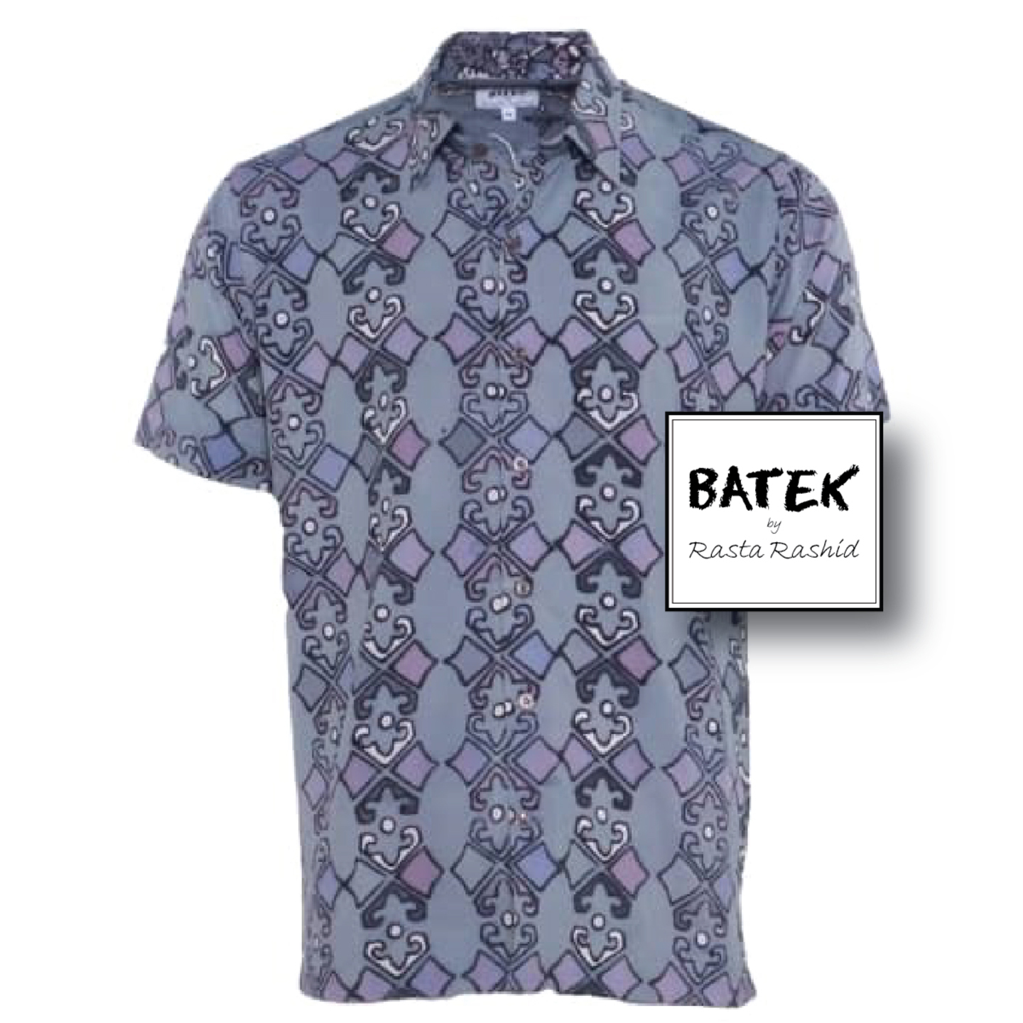 MEN'S SHORT SLEEVES DISCHARGE BATEK SHIRT - BM06 - GREY