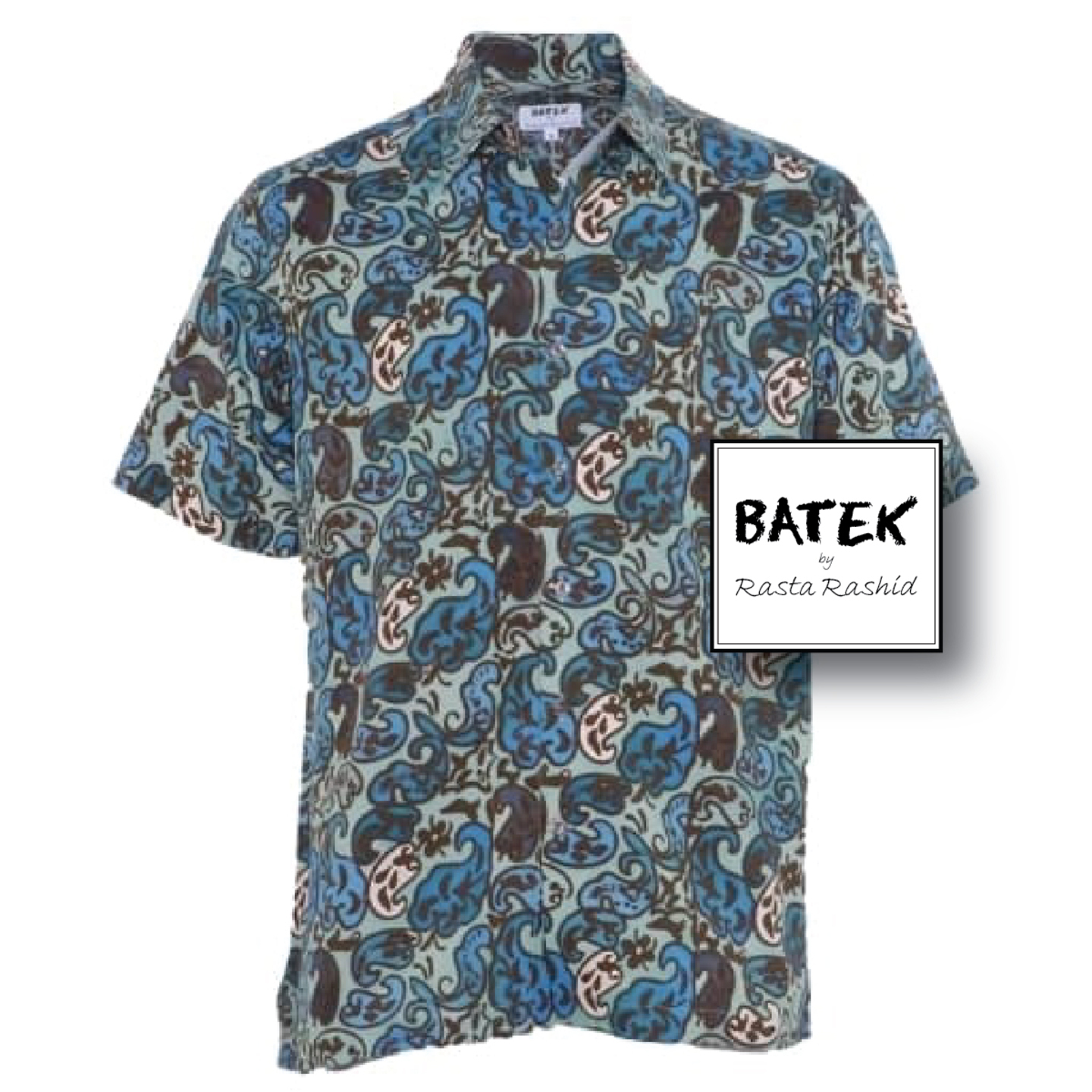 MEN'S SHORT SLEEVES DISCHARGE BATEK SHIRT - BM07 - DUSTY GREEN
