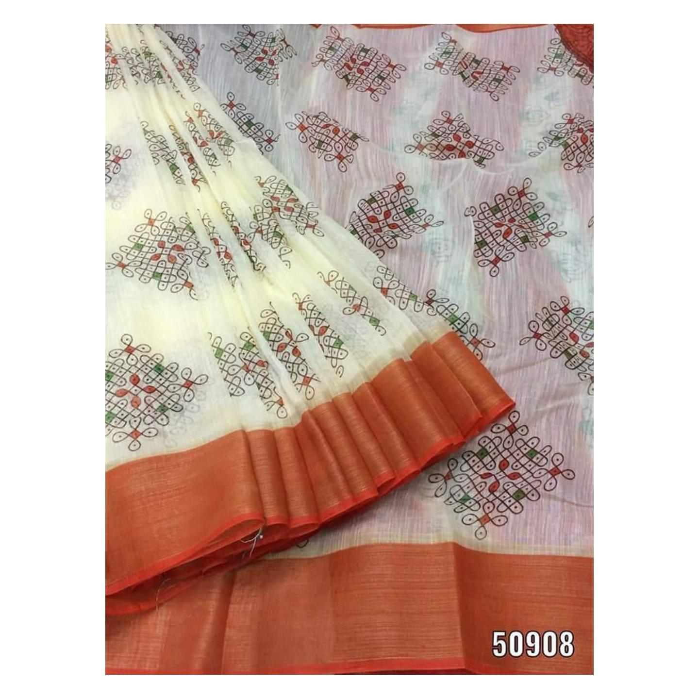Pochampally ikkat  soft cotton sarees with 5inch zari borDER
