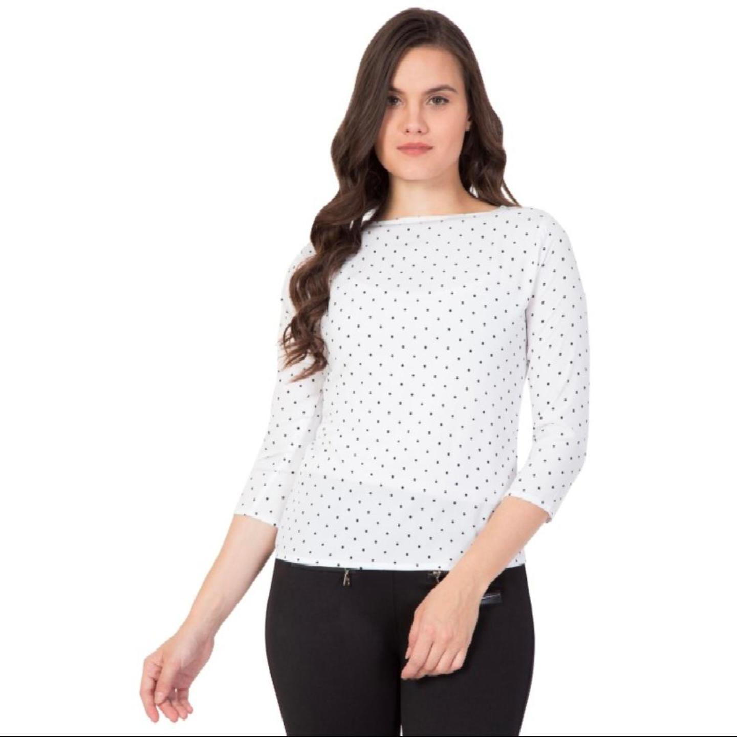 Fashion Women's & Girls Regular Fit Printed Cerpe Round Neck Cap Sleeves Casual White Top & T-Shirts