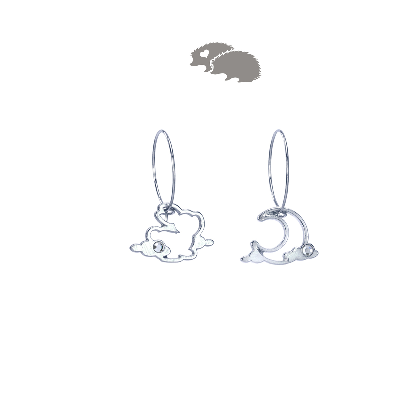 RABBIT WITH MOON EARRINGS  AST0022C2