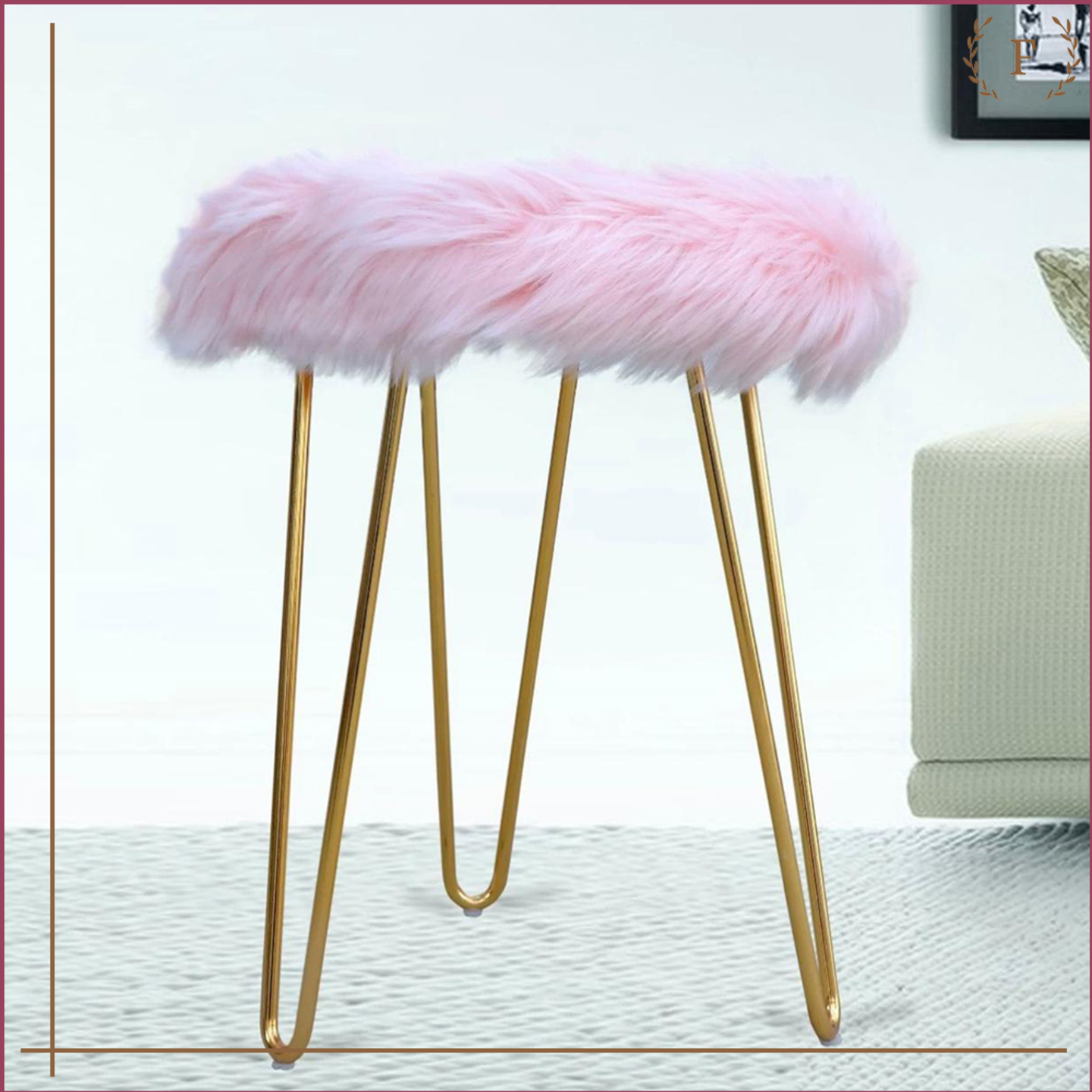 Faux Fur Stools|Cast Iron Easy Portable| Living Room Foot Rest Stools