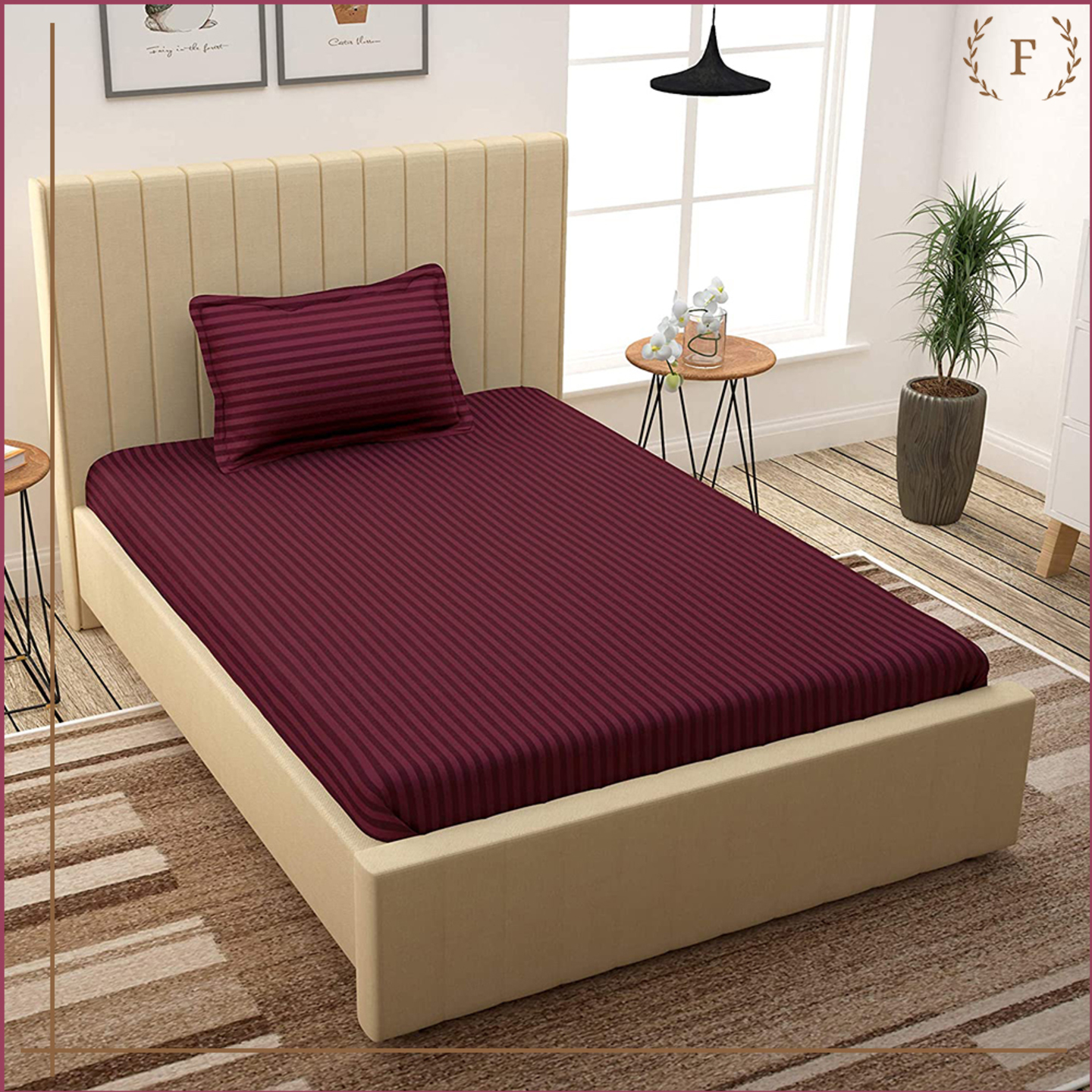 Lux Series 100 Cotton Luxury Rich Silk Satin Bed-SheetX-Large Double Bed King Size Bed-SheetSuper SoftSolid Colour 300TC