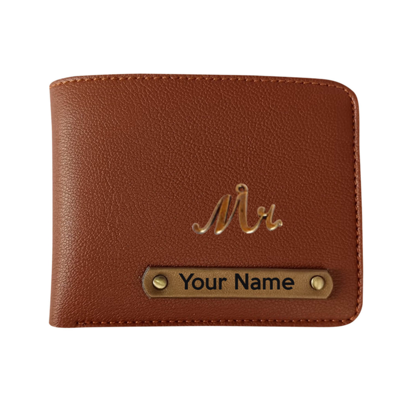 Personalized Men's Wallet with Name & Charm