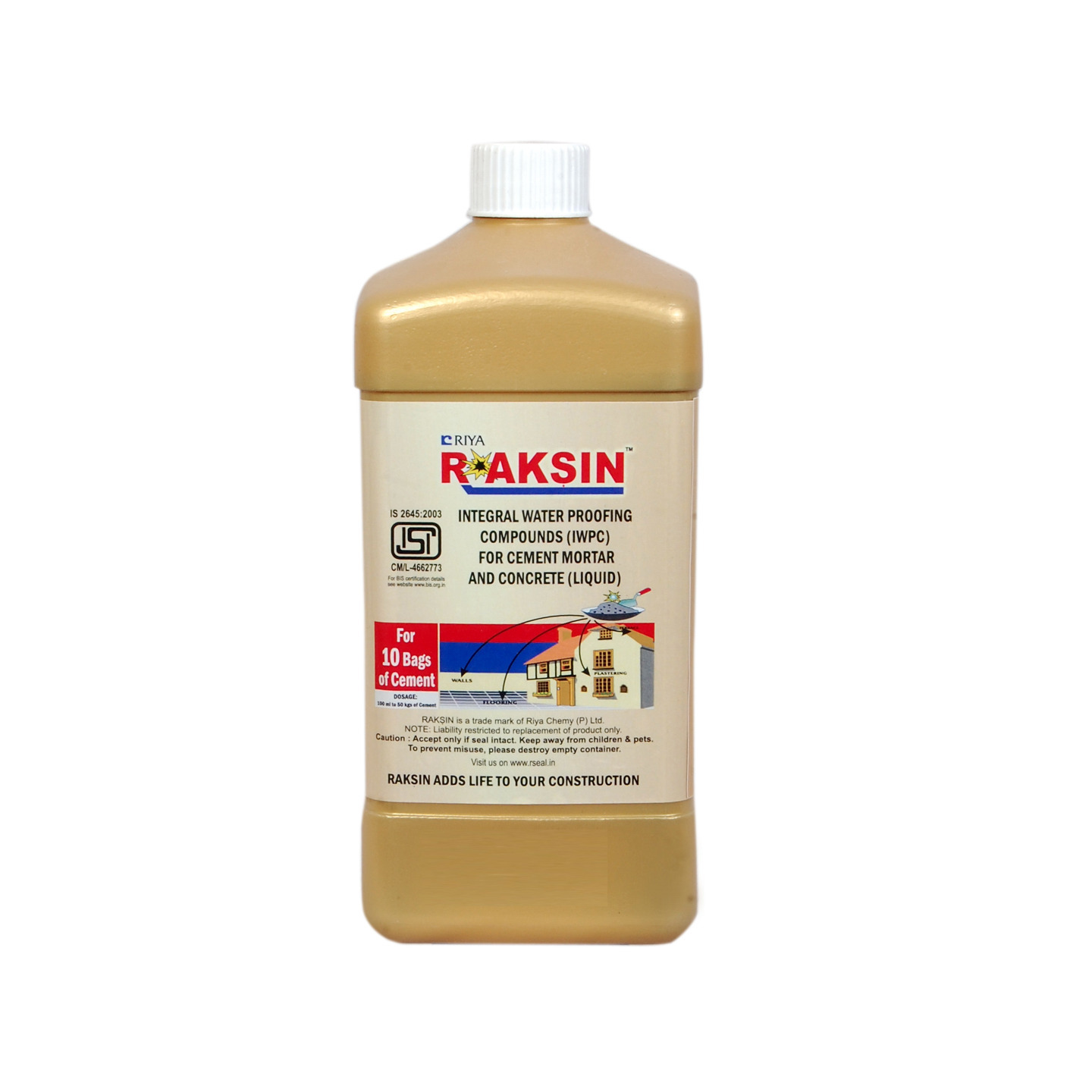 RAKSIN Water Proofing Compound Liquid ISI Quality Certified - 1000 ml