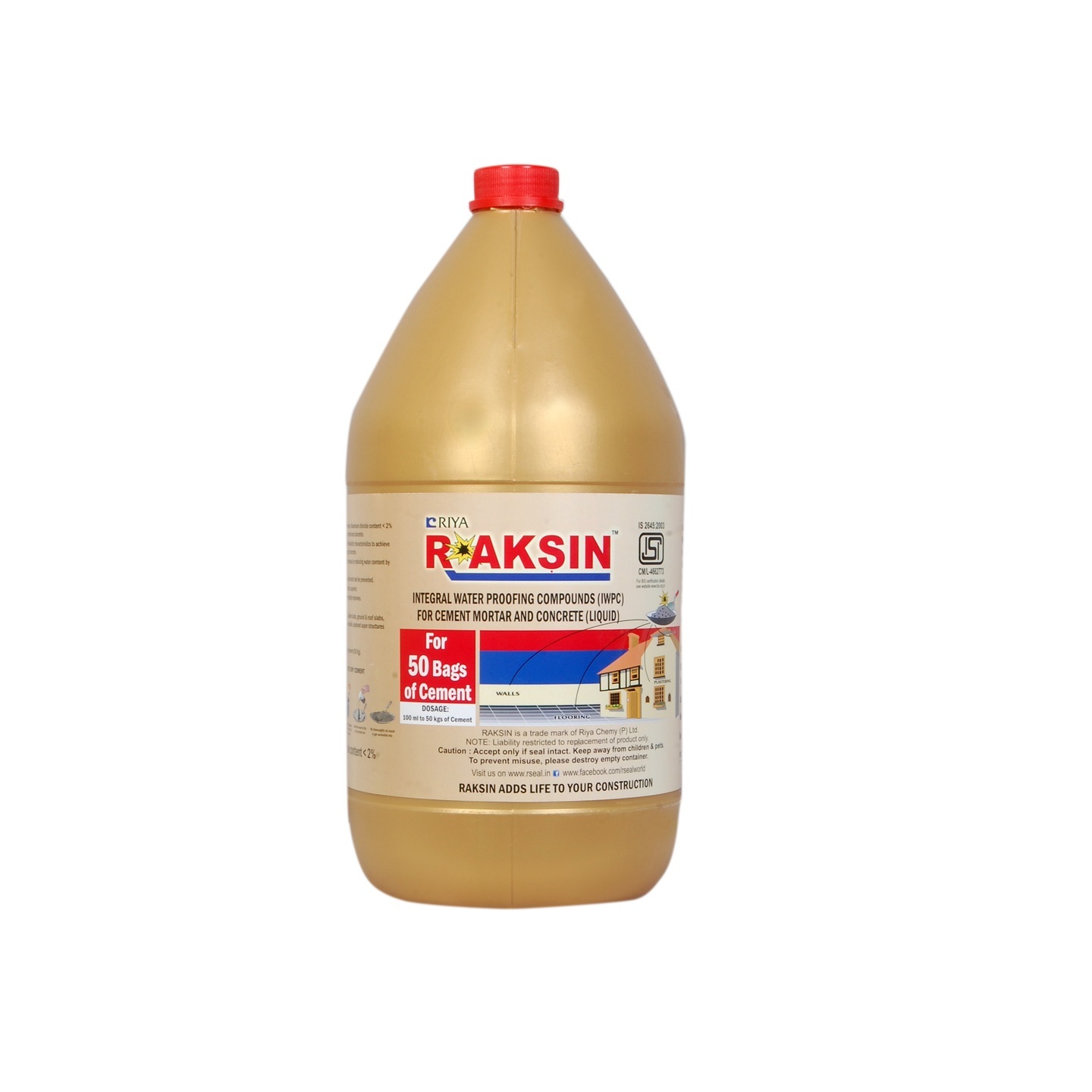 RAKSIN  Water Proofing Compound Liquid (ISI Quality Certified) - 5000 ml