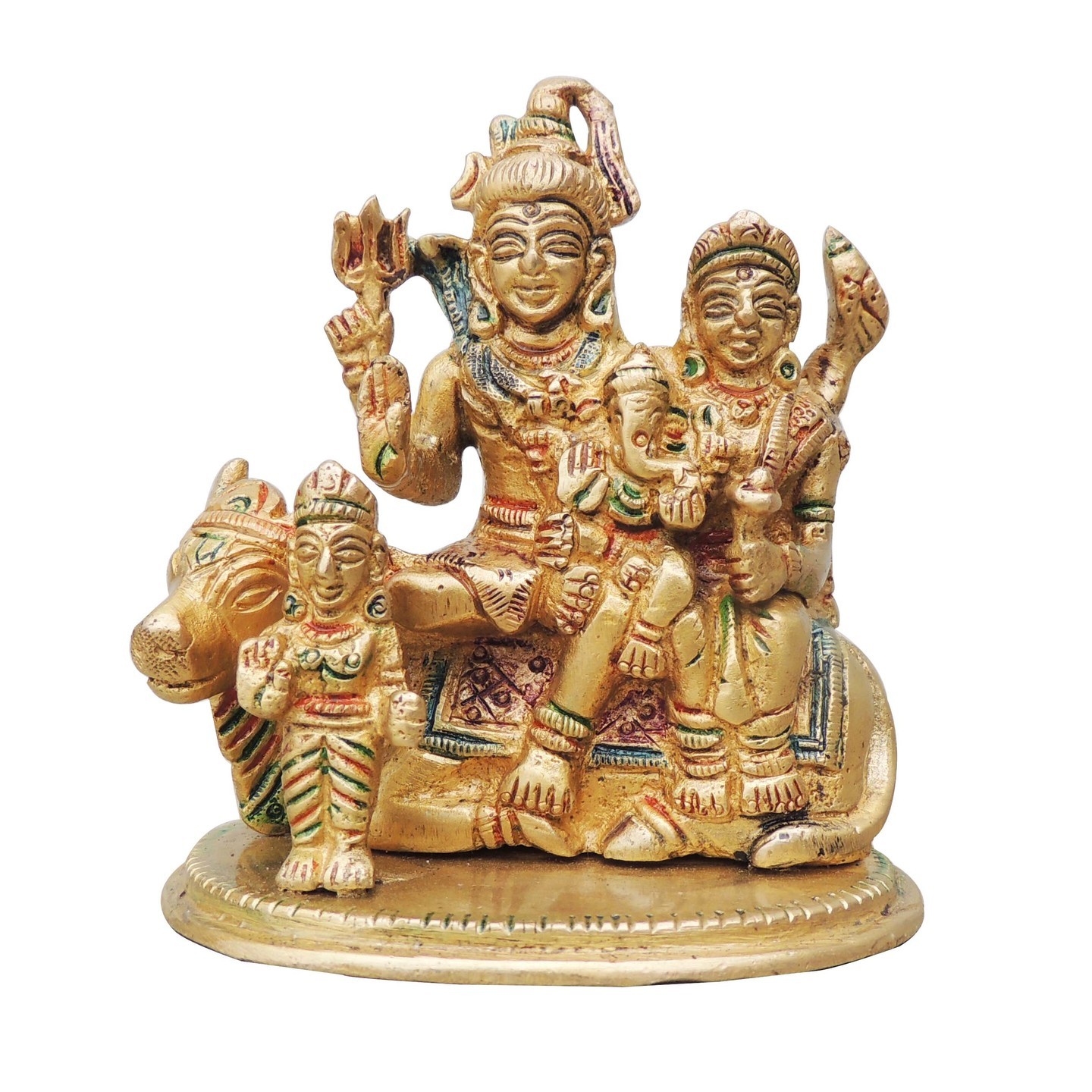 Brass Parvati Statue Murti Idol In Mulitcolour Lacquer Finish 2.2 Kg