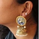 Peacock Jhumkas With Pearl