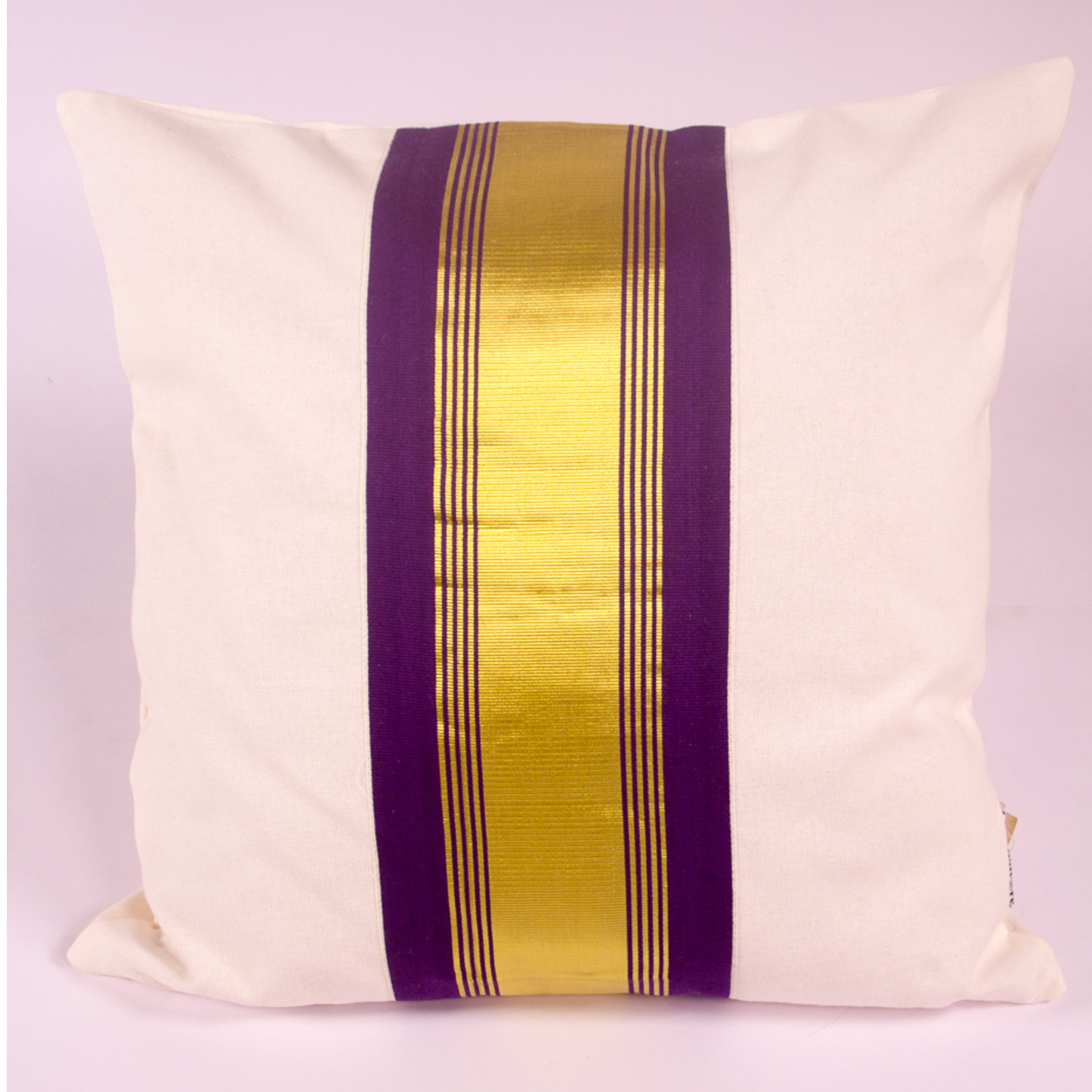 Mauve and Gold Striped Cushion Cover