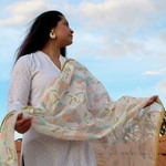 Cherry Blossoms In The Clouds Chanderi Dupatta