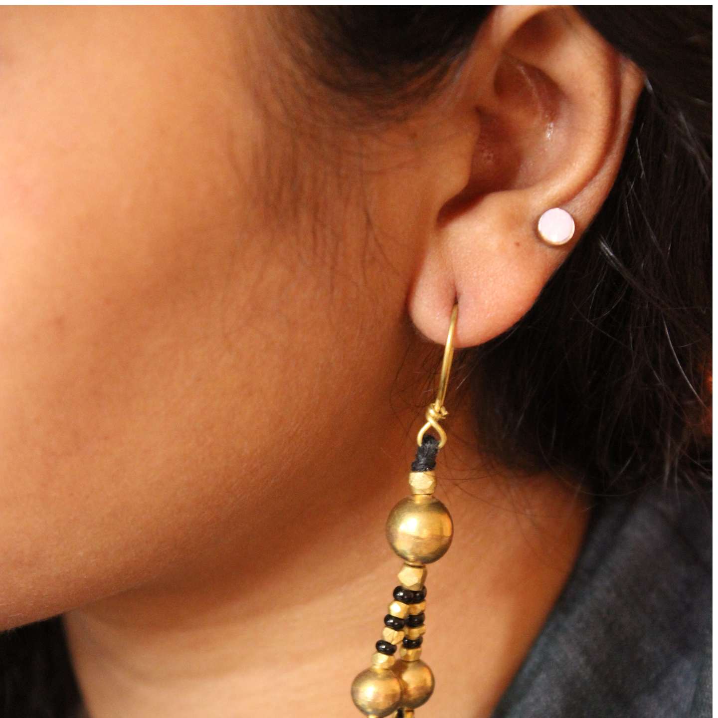 Dhokra Jewellery Danglers Black and Gold
