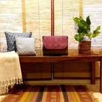Walk the Talk in Red Sling Bag in Banana Fibre