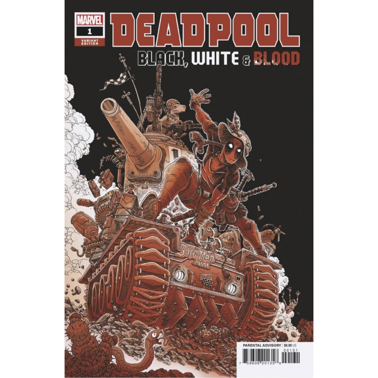 DEADPOOL BLACK WHITE BLOOD #1 (OF 5) STOKOE VAR