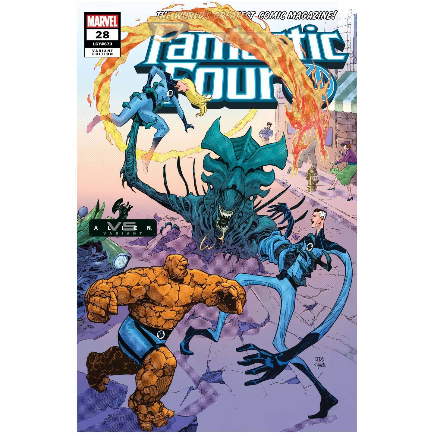 FANTASTIC FOUR #28 CASSARA MARVEL VS ALIEN VAR EMP