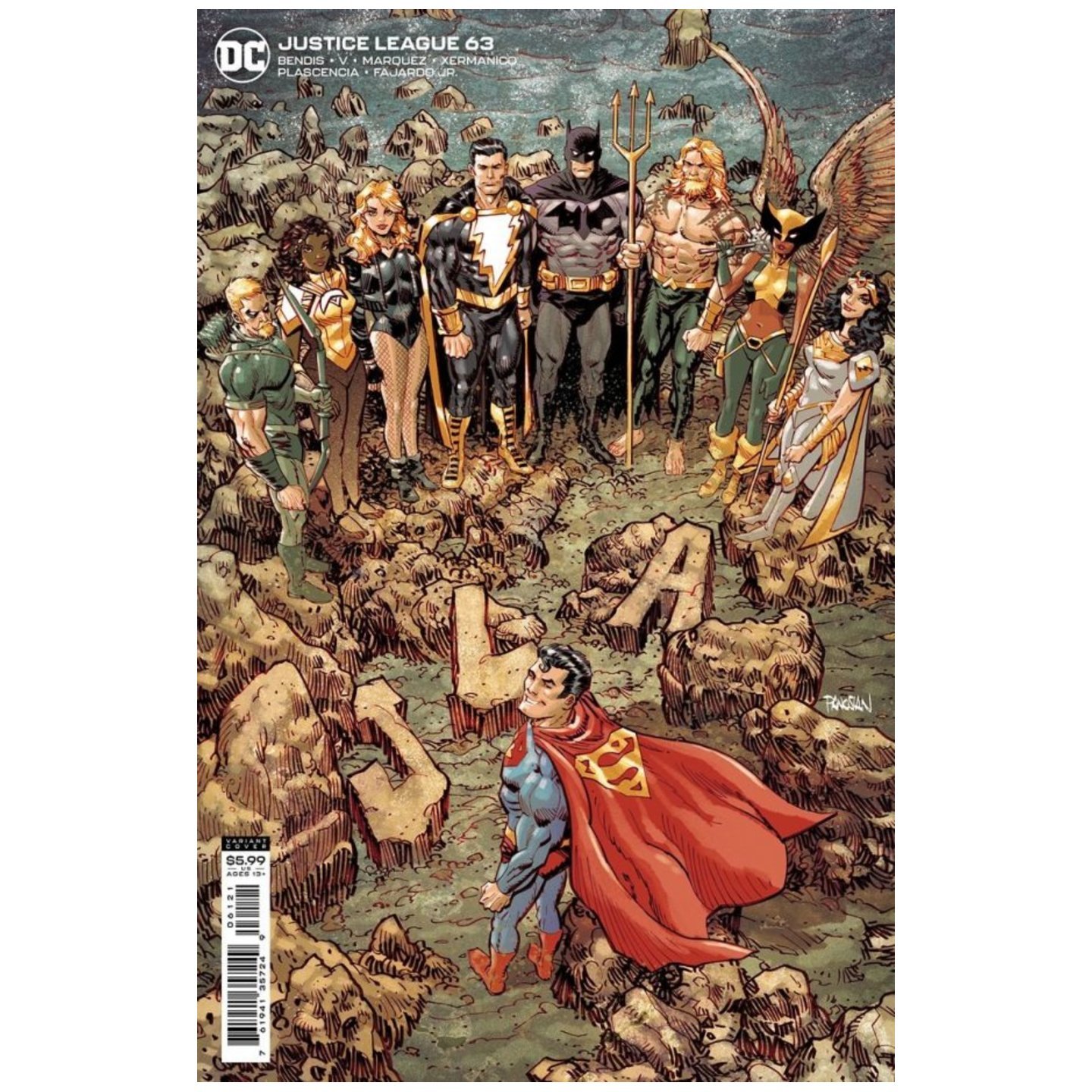 JUSTICE LEAGUE #63 CVR B DAN PANOSIAN CARD STOCK VAR