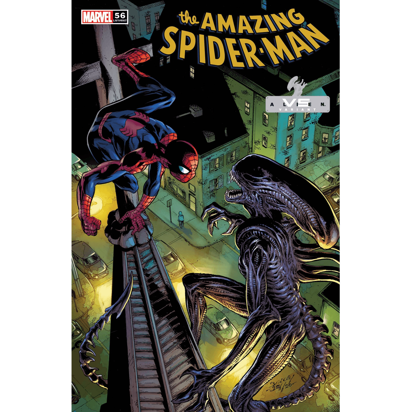 AMAZING SPIDER-MAN #56 BAGLEY MARVEL VS ALIEN VAR