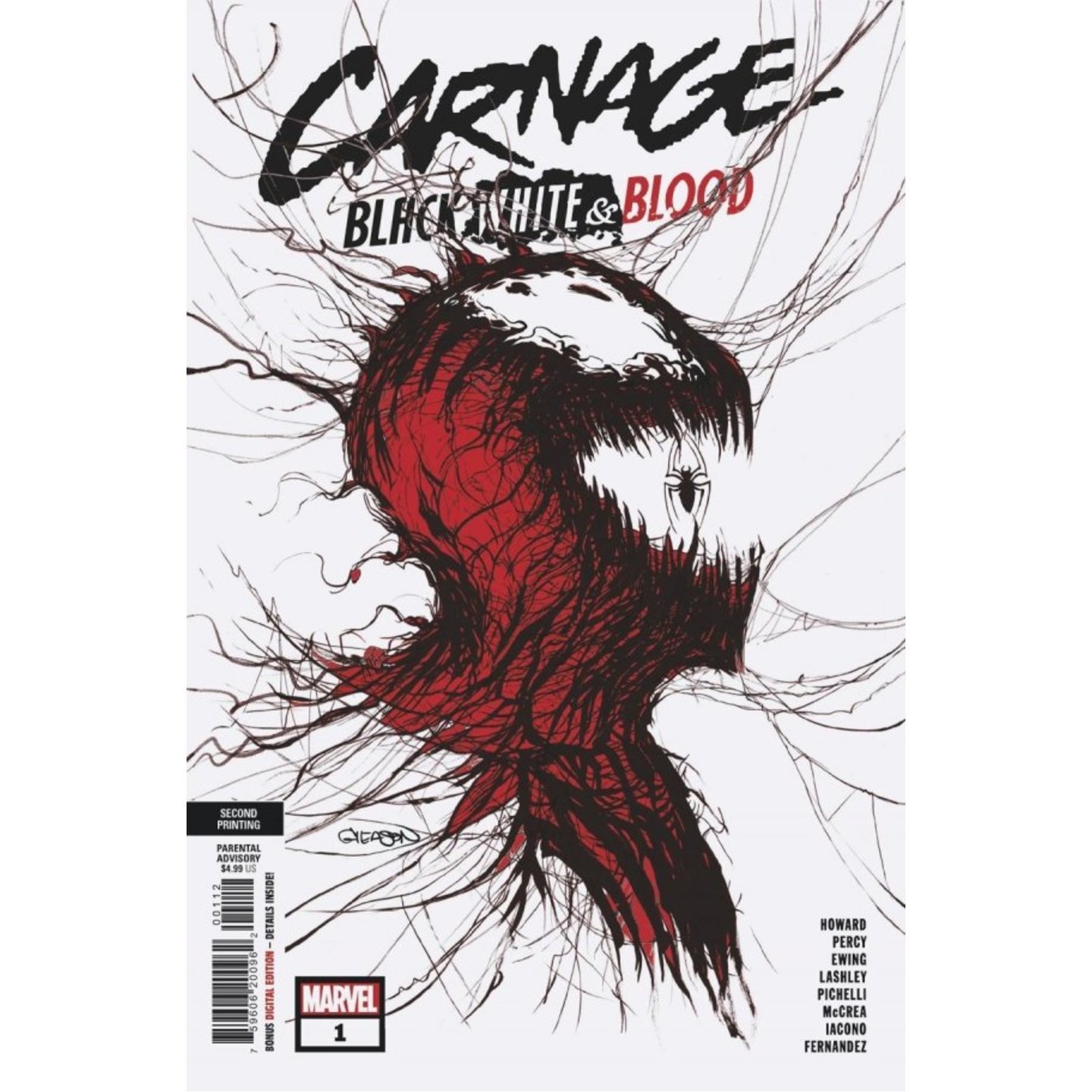 CARNAGE BLACK WHITE AND BLOOD #1 (OF 4) 2ND PTG GLEASON VAR