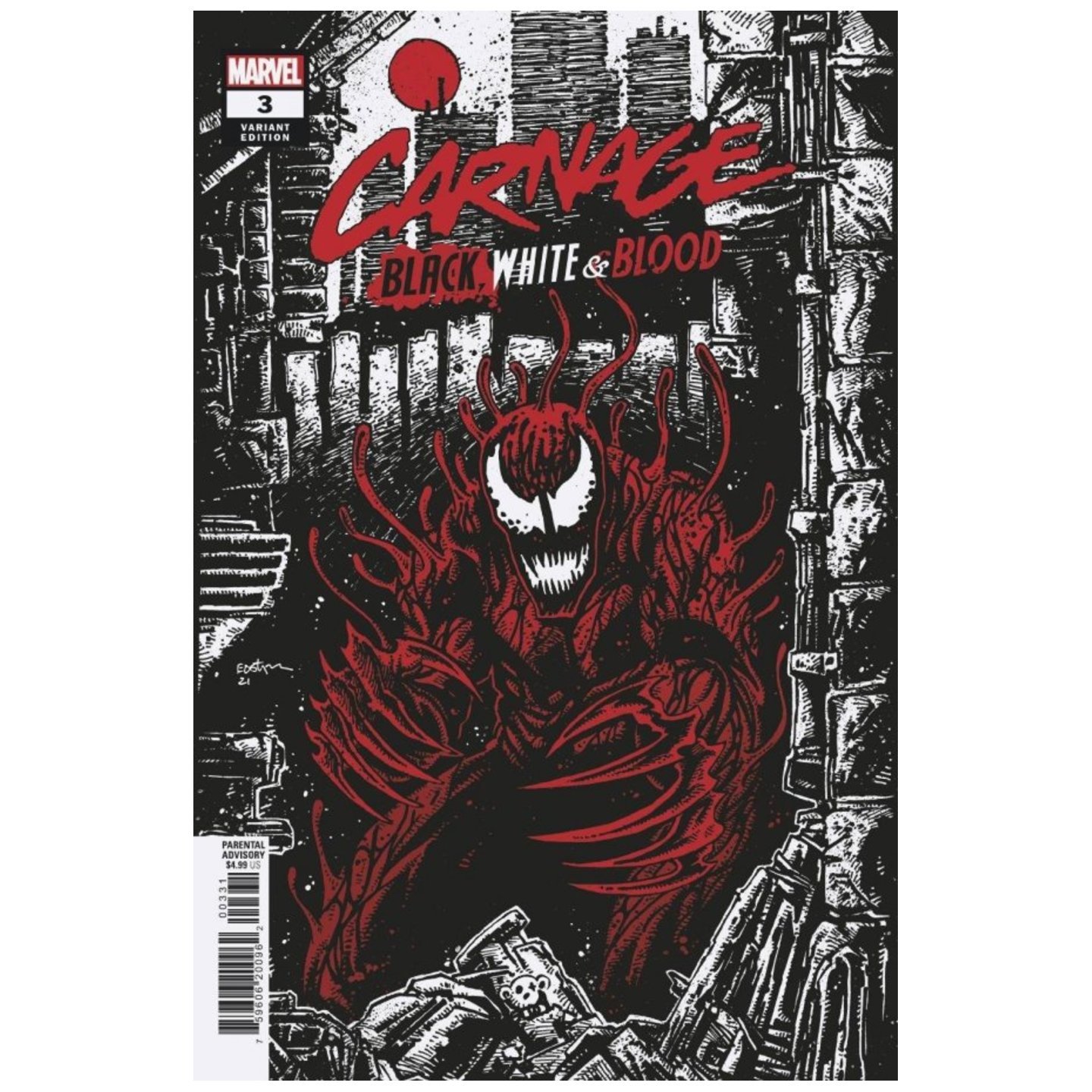 Carnage: Black, White & Blood #3 Eastman Variant