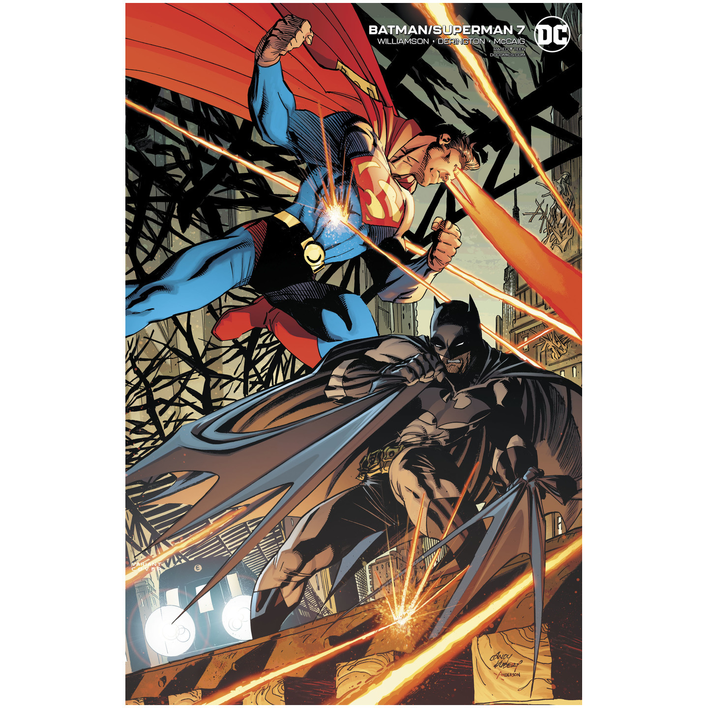 BATMAN SUPERMAN 7 CARD STOCK ANDY KUBERT VAR ED