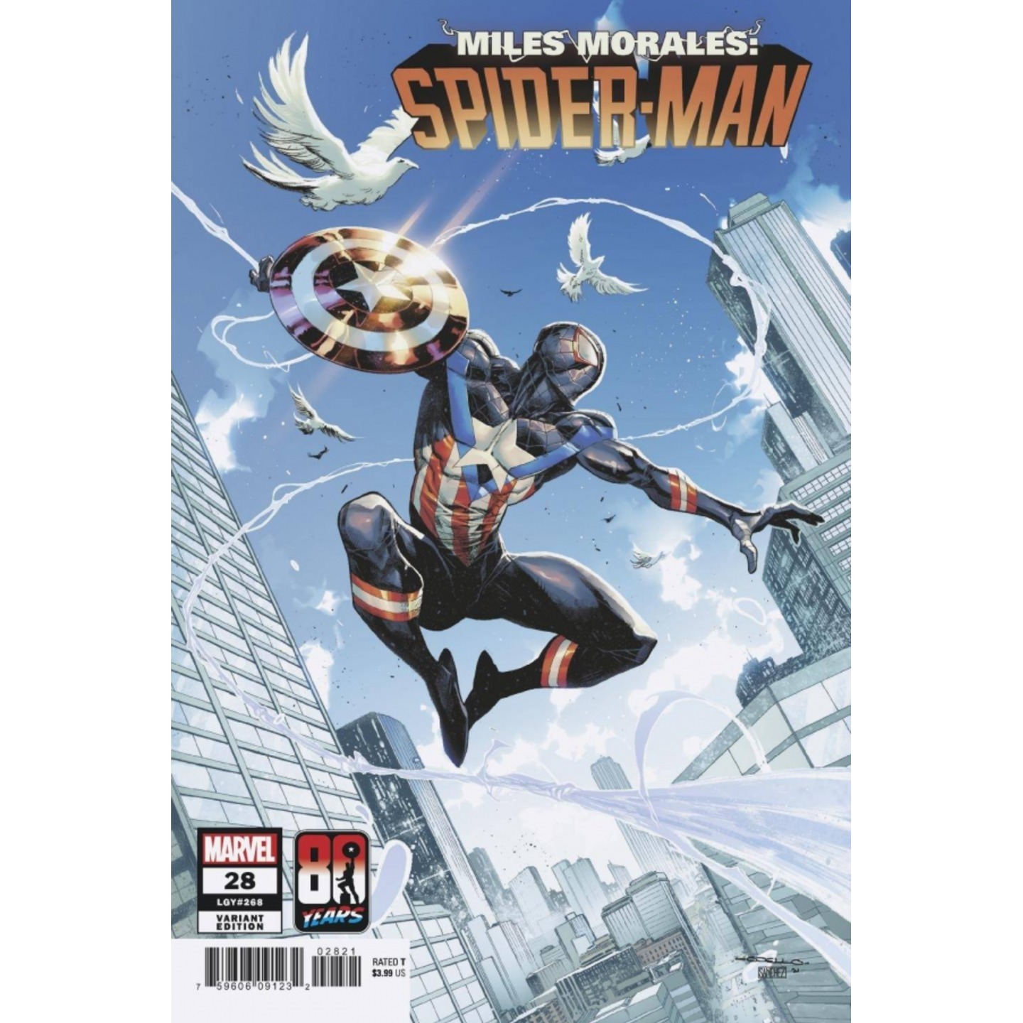 MILES MORALES SPIDER-MAN 28 COELLO CAPTAIN AMERICA 80TH VAR