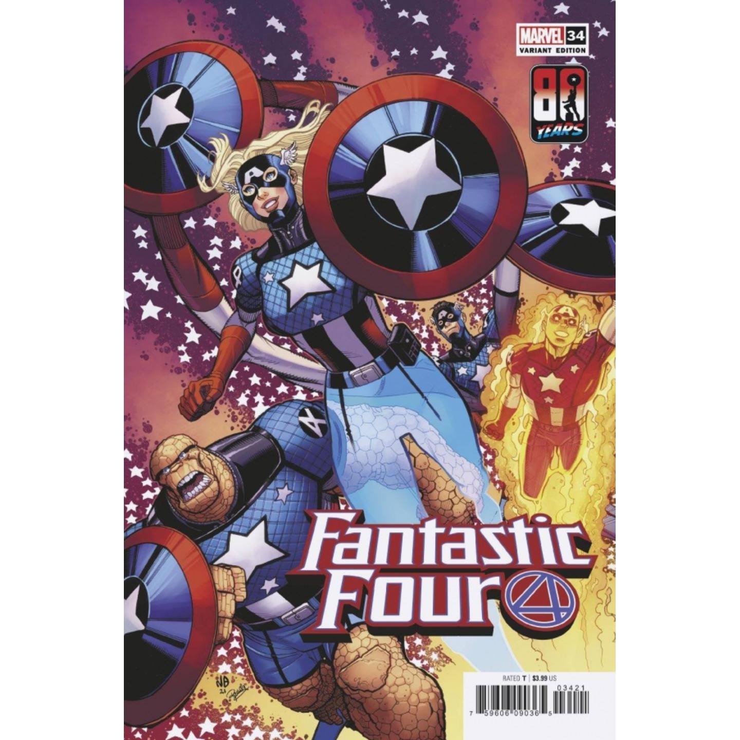 FANTASTIC FOUR #34 BRADSHAW CAPTAIN AMERICA 80TH VAR