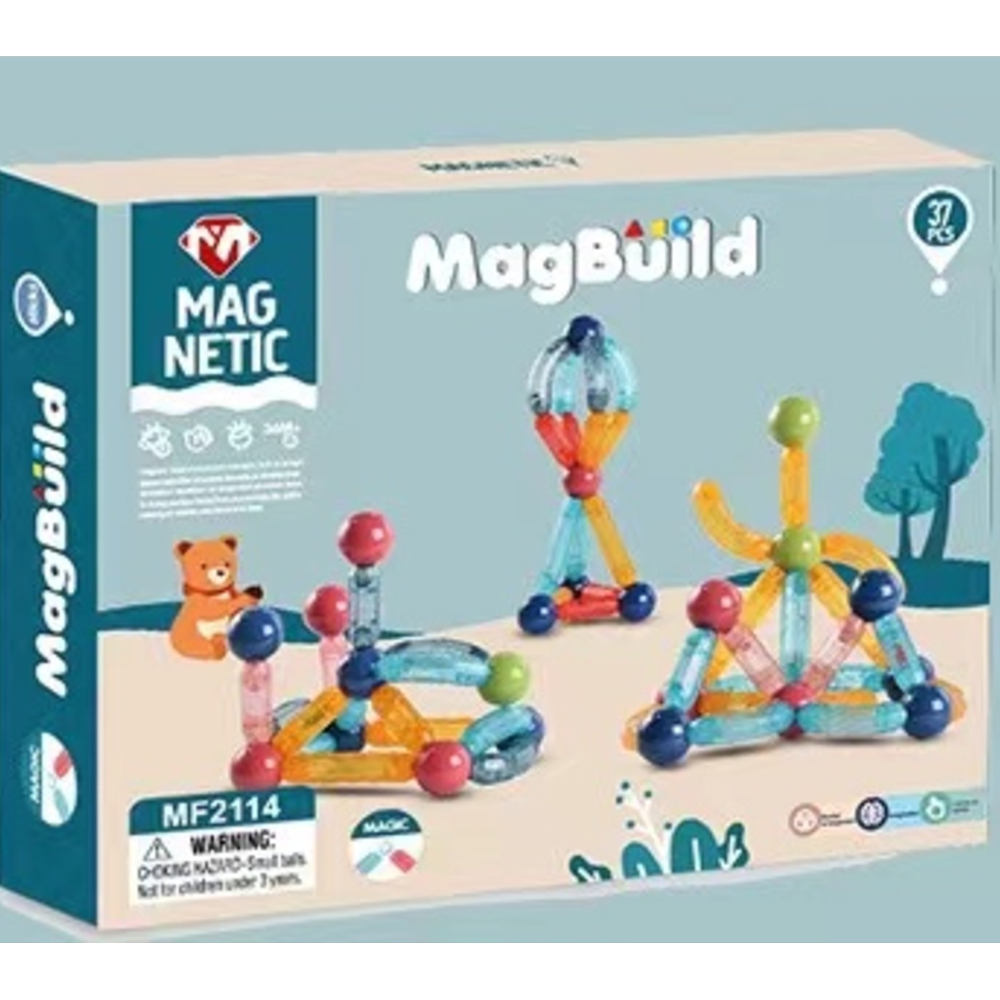 STEM Creative Educational Magnetic Building Blocks Tiles Transparent Colours For Kids