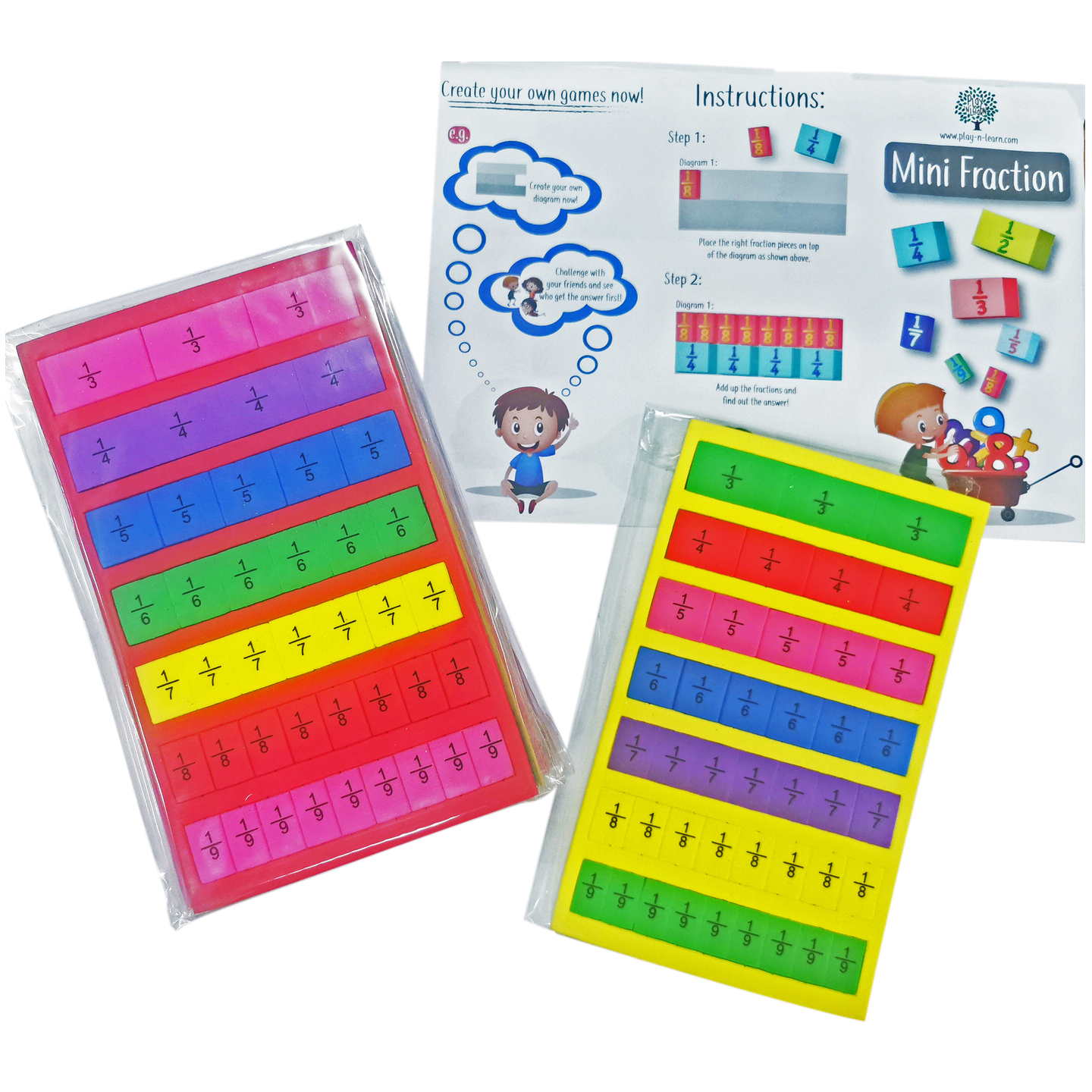 Math Skills Fun Learning Play N Learn Mini Fractions Kit 10 pieces per pack