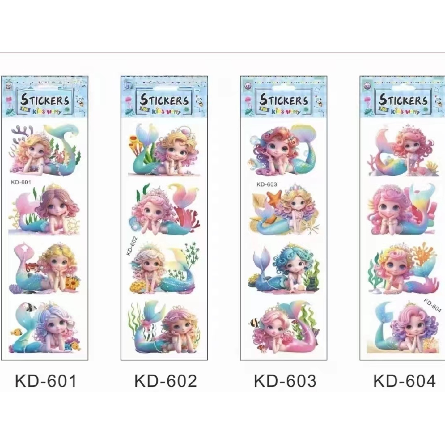 3D Pop Up Stickers Mermaid Ocean World for Kids Room, Wall, Home Deco and Stationery  Set of 4