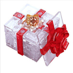 3D Crystal Puzzle Gift Box with Red Ribbon