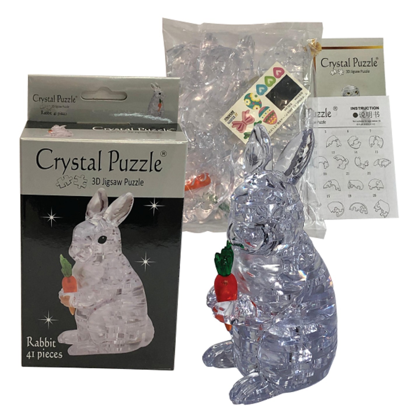 Jigsaw Puzzle Play N Learn 3D Crystal Puzzle Clear Rabbit
