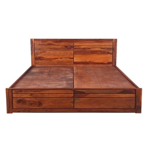 Woodencarpentry  Sheehsam Wood King Size Bed (Without Storage) in Honey 