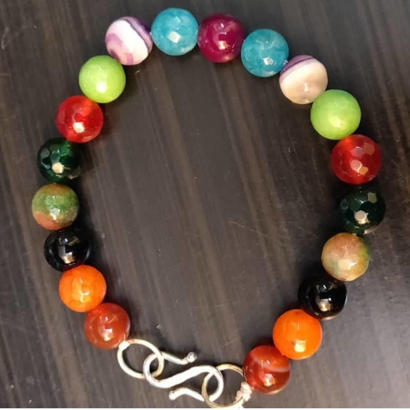 Multi colour semi precious bracelet