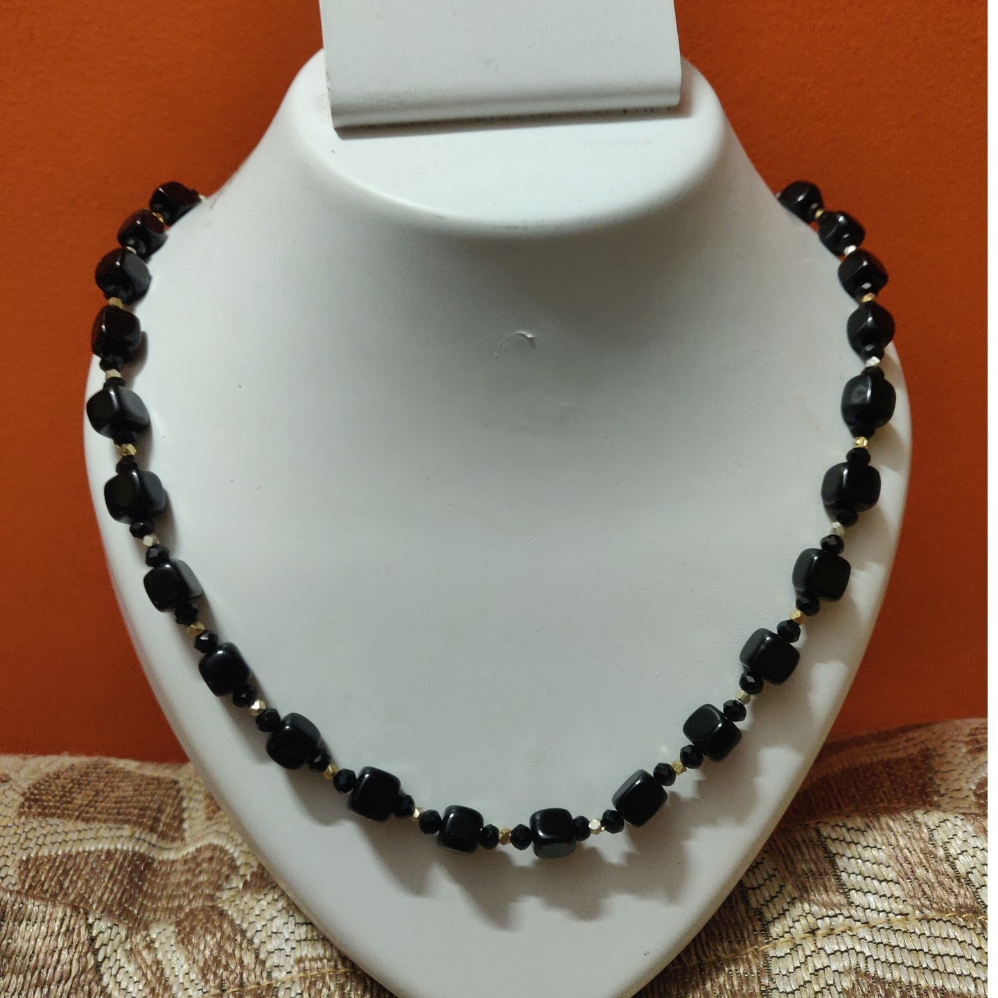 Square shape semi precious beads necklace